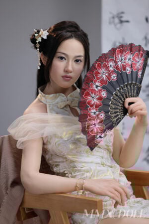 Mengfei 153cm Chinese style sex doll in Cheongsam holding fan