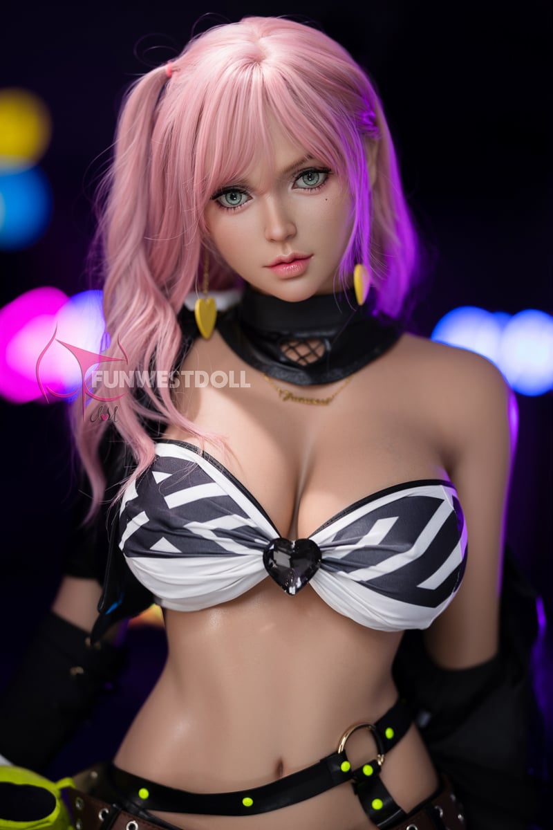 FSD020-02 Lily 157cm G-Cup silicone sex doll pink hair anime style portrait